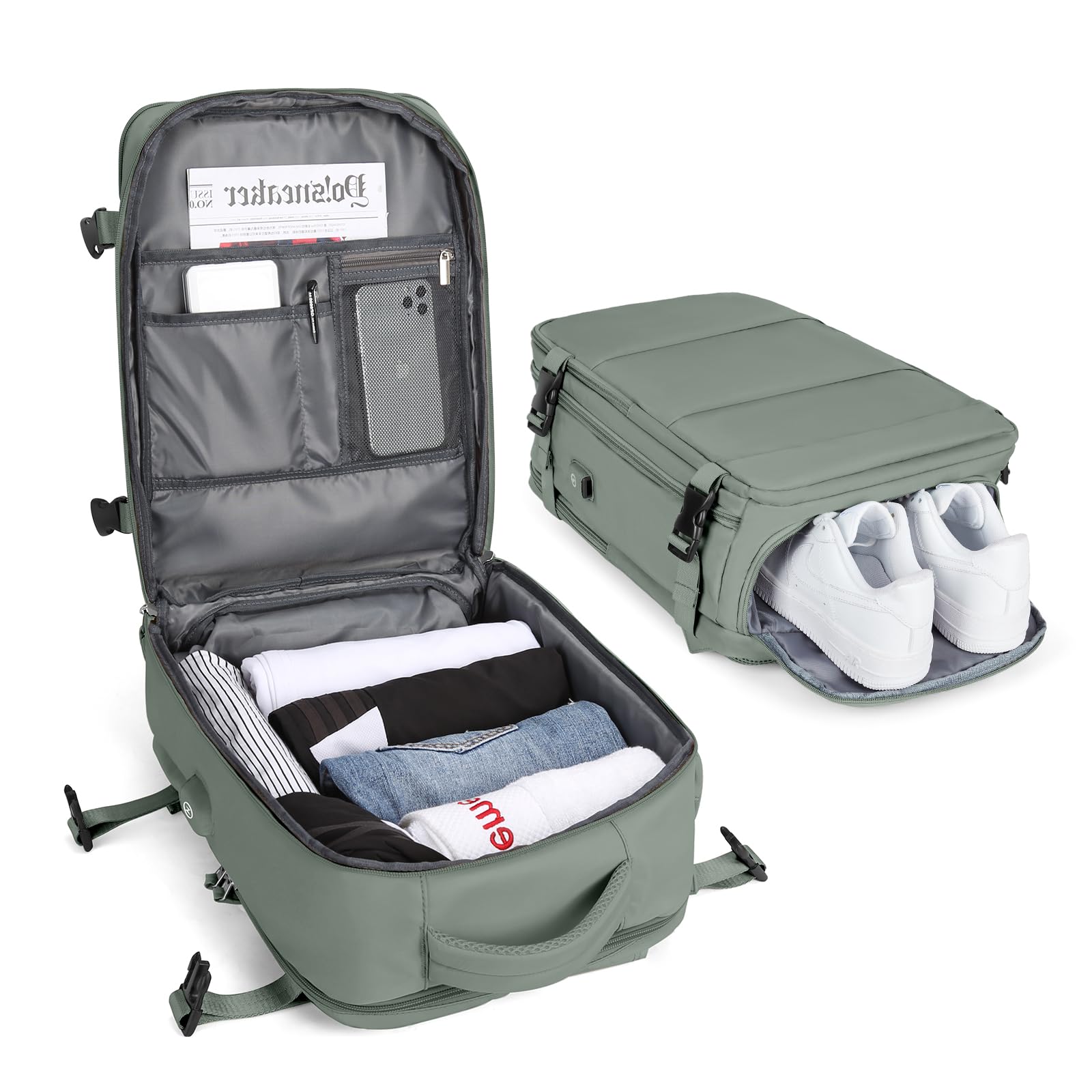 BJLFS Borse da Cabina per Ryanair 40x20x25 Bagaglio a Mano Zaino da viaggio aere,Zaino Easyjet 45x36x20,Zaino Casual per laptop da 14 pollici per scuola