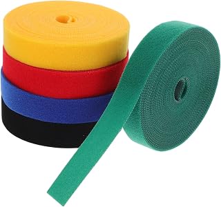 5pcs Colorful Nylon Carpet Markers Hook and Straps for Classroom Organization and Reusable Cable Wraps Black Red Yellow Green