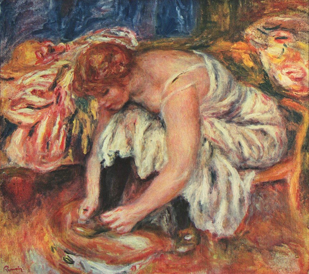 Cuadro de Renoir de alta calidad artística y marco de acabado marrón pequeño