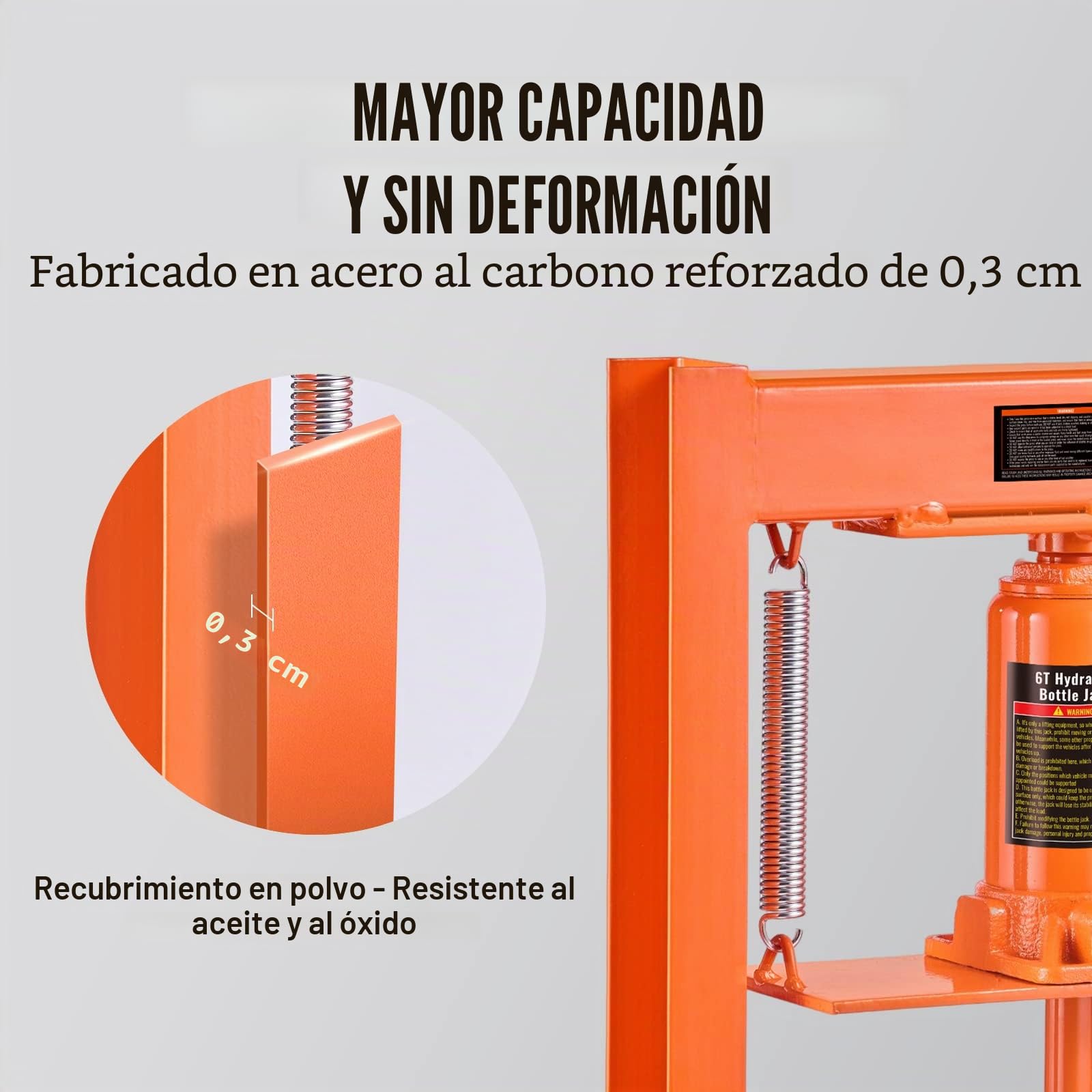 VEVOR Prensa Hidráulica para Taller Prensa Hidráulica para Garaje/Tienda con Marco en H de 6 T Prensa Ajustable para Taller con Placas de Prensado Prensa Hidráulica de Alta Resistencia para Garaje
