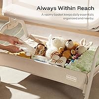 Vista 7 de HARPPA Moisés de bebé 2 en 1 con malla transpirable y colchón, 6 alturas ajustables, cama de noche con correa de anclaje, cesta de almacenamiento