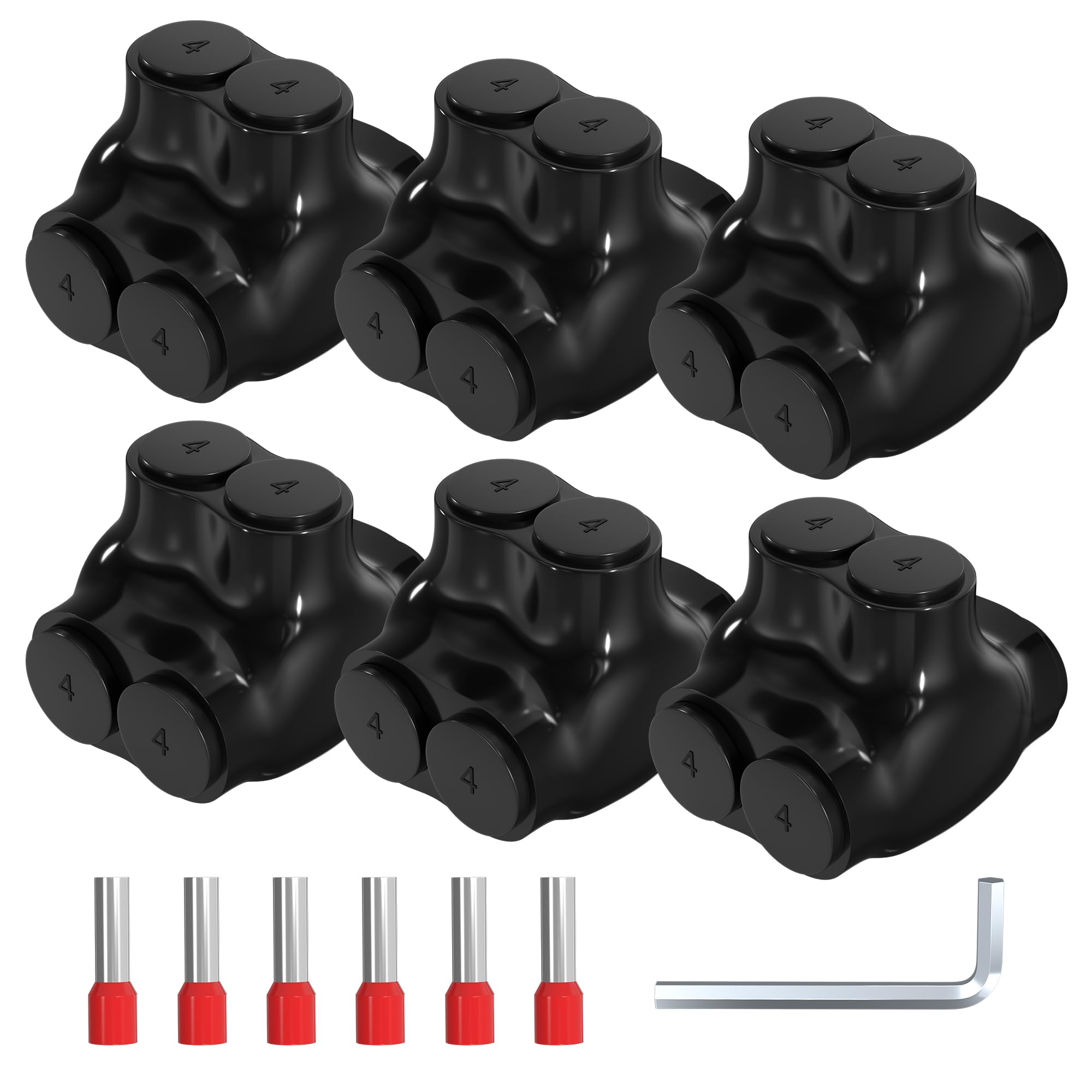 Joinfworld 2 Port Insulated Splice Connectors 2-14 AWG Aluminum to Copper Wire Connectors Dual Entry Black Electrical Cable Connectors with 5/32" Slotted Allen Hex - 6 Pack — Amazon image 9