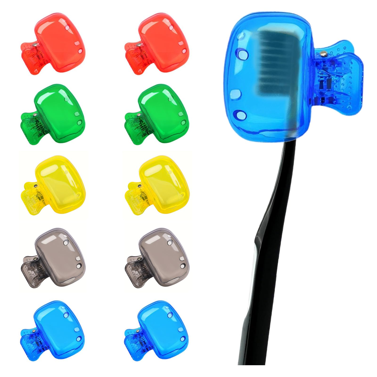 Zoyiancy 10pcs Toothbrush Cover, Toothbrush Protector Case, Travel Tooth Brush Head Pod Case, Toothbrush Cap Plastic Cli