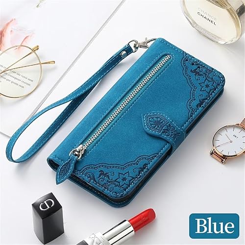 Miniatura 4 de ZXL for Oppo A93/A74/A54 5G Case,Blue Zipper Storage Design PU Leather Case with Magnetic Clasp and Card Slots Holster Phone Cover for Oppo