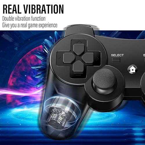 Miniatura 5 de Diswoe Controllers for PS-3, Wireless PS-3 Controller 2 Pack, Bluetooth Gamepad Joystick, Double Vibrating Controller for Play_station 3 with 2 USB