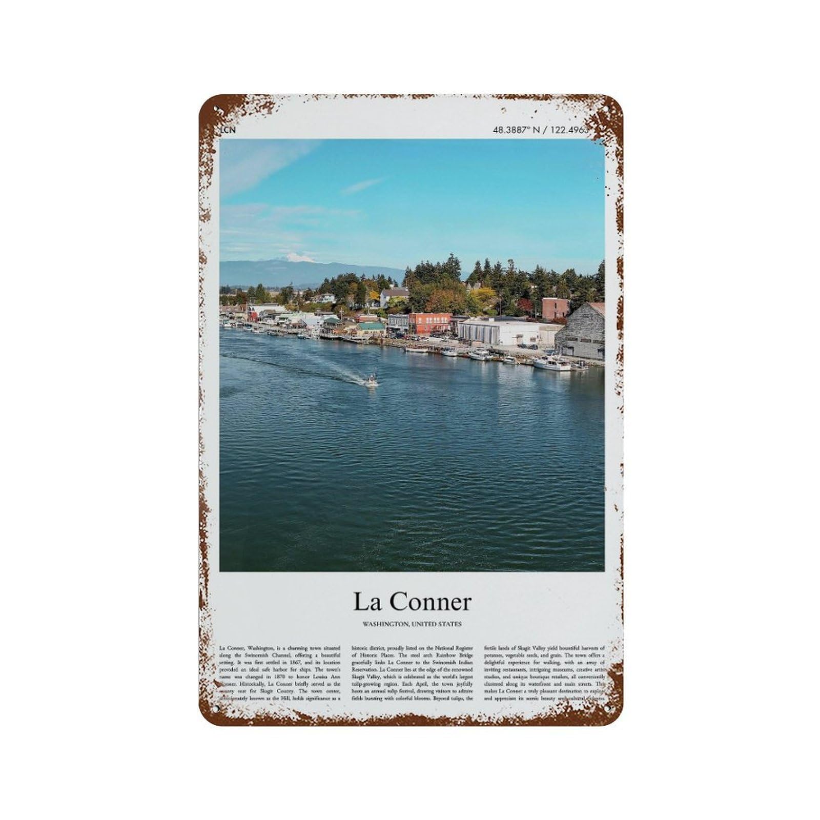 xiaoxiaoshen La Conner Washington, United States, USA City Scenery Wall Decor Art Metal Tin Poster Modern Home Decor Art Home Bar Shop Decorations Vintage Sign 30x20cm