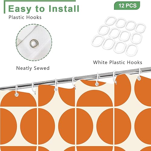 Miniatura 4 de Cortina de ducha moderna de mediados de siglo, estilo bohemio, abstracto, geométrico, retro, para baño, patrón único, colorido, tela de poliéster