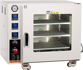 Across International AT32.110.UL Ai Accutemp UL CSA Certified 3.2 cu. ft. Vacuum Oven with 3 Heated Shelves, Oil-Filled Gauge and LED Lights, 110V, 50/60Hz, 1500W, Stainless Steel, 30.5