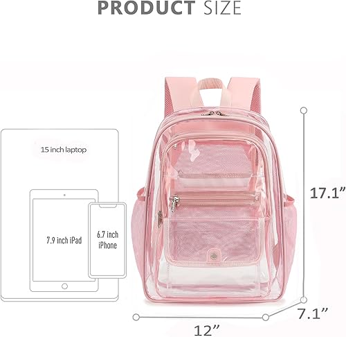 Miniatura 3 de Mochila transparente para niñas, niños, mujeres y hombres, resistente bolsa de PVC transparente para escuela, universidad, mochila transparente,