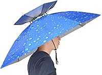 Vista 12 de NEW-Vi - Sombrero paraguas de pesca plegable ajustable, 37.4” extragrande, con manos libres, 7 nervaduras, impermeable, anti-UV, para pesca