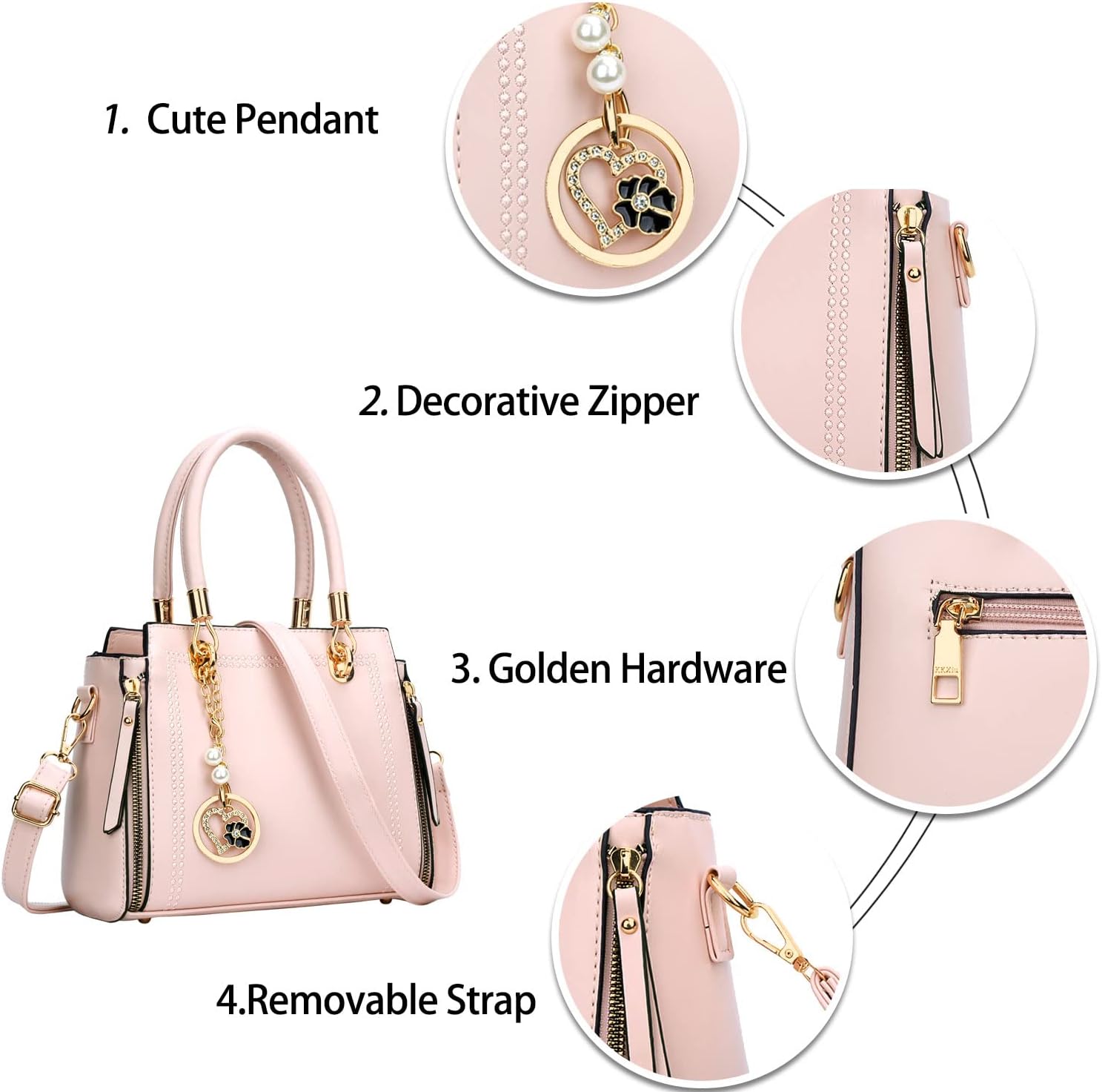 KKXIU Stylish Women Satchel Purses and Handbags Vegan Leather Top Handle Shoulder Crossbody Bag - Image 3