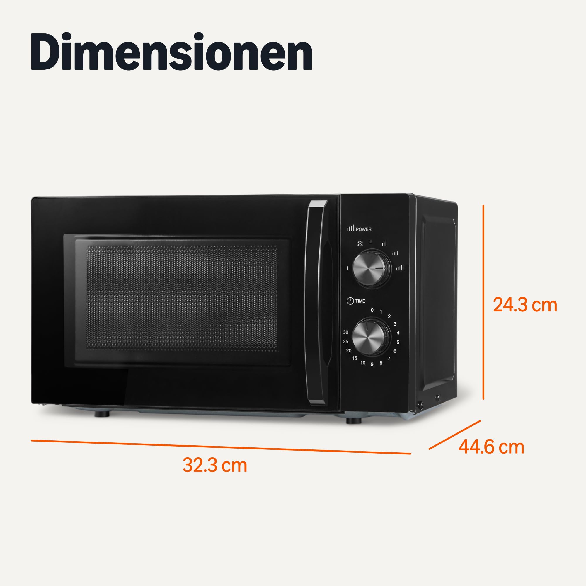 Amazon Basics Solo-Mikrowelle mit 6 Leistungsstufen und Auftaufunktion, 700W, 20l, schwarz