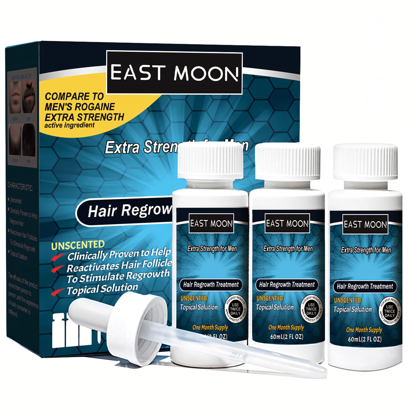 Hair Growth Serum, Hair Serum for Hair Growth, Hair Regrowth Treatment for Men, Hair Loss Treatment for Men, Promote Hair Growth, Prevent Hair Loss, 3 * 60ML