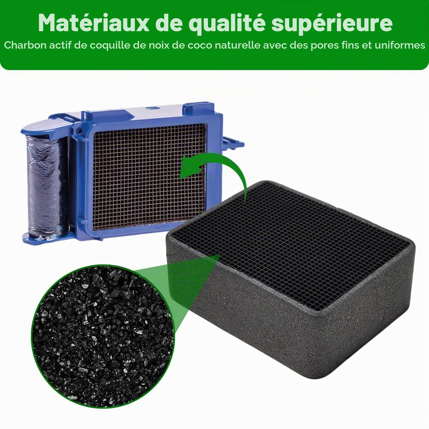 Lot de 3 filtres à charbon actif de rechange, compatibles avec Geberit DuoFresh Module Insert 243.970.00.1, purificateur d'air de toilette, filtre à air frais pour éliminer les odeurs désagréables et