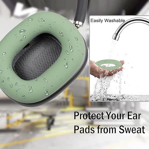 Miniatura 6 de SOULWIT Protector de silicona para audífonos AirPods Max, resistente al sudor, fácil de lavar, resistente, color verde