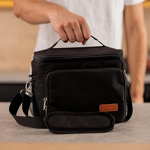 Miniatura 7 de Carrywell (No fabricada en China) Bolsa de almuerzo aislada, lonchera para hombre, a prueba de fugas, plegable, enfriador de lados suaves con correa