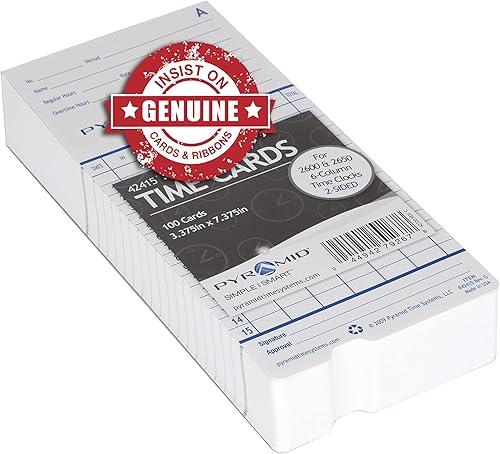 Miniatura 2 de Pyramid Time Systems 42415PK5 - 500 tarjetas de tiempo auténticas y auténticas para relojes de tiempo Pyramid Time Systems 2500, 2600 y 2650