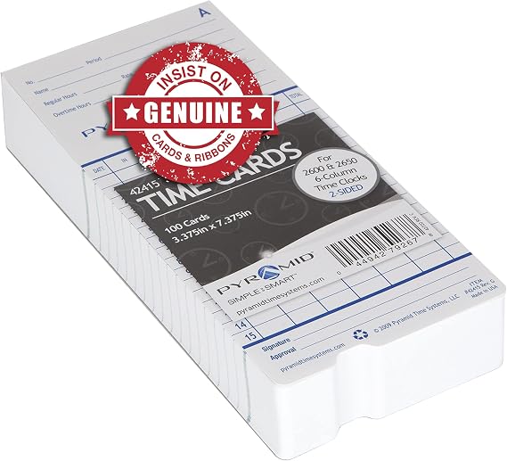 Pyramid Time Systems - Authentic Time Cards (42415) - 100 Cards