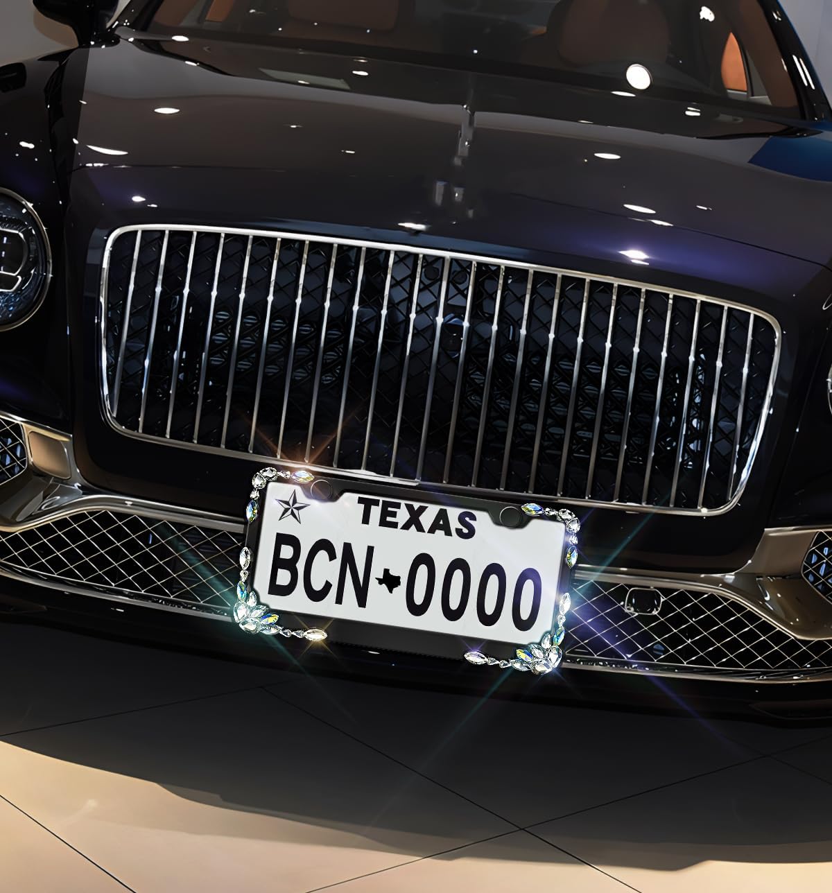 2 Pack Bedazzled License Plate Frame for Women- Gem Diamond Rhinestone Bling License Plate Frames Handcrafted Stainless Steel License Plate Cover | Holder High-End Gift Box(Black) - Image 7