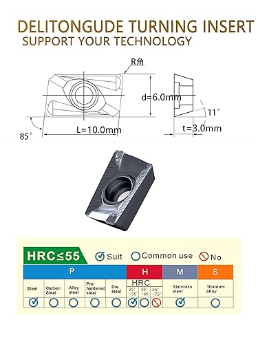 Miniatura 18 de 10 piezas APMT1604PEER-XM Torno indexable de carburo sólido fresado inserto de torneado para el acabado de acero y otros metales duros HRC60