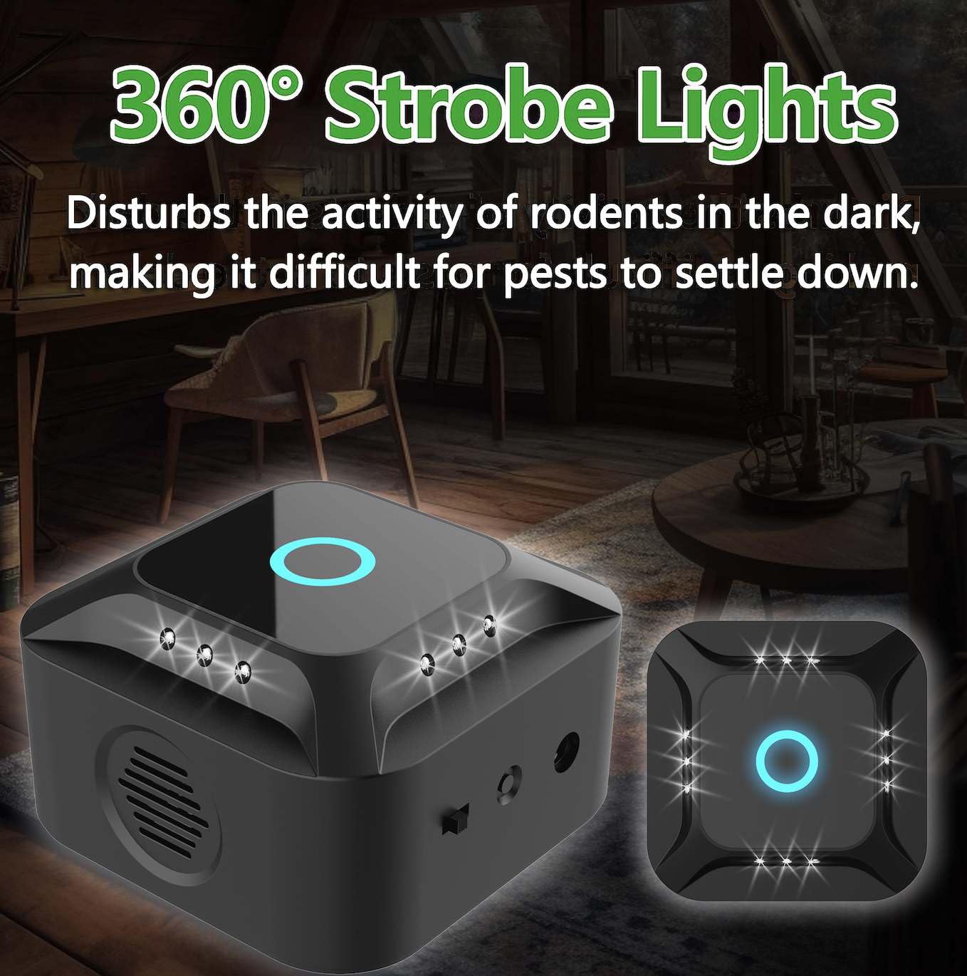 Ultrasons pour Rats, 2024 Répulsif à ultrasons Souris et Rats 360° avec lumière LED répulsif à ultrasons pour Souris rongeurs parasites internes Plug-in cafards Anti-parasites pour Jardin