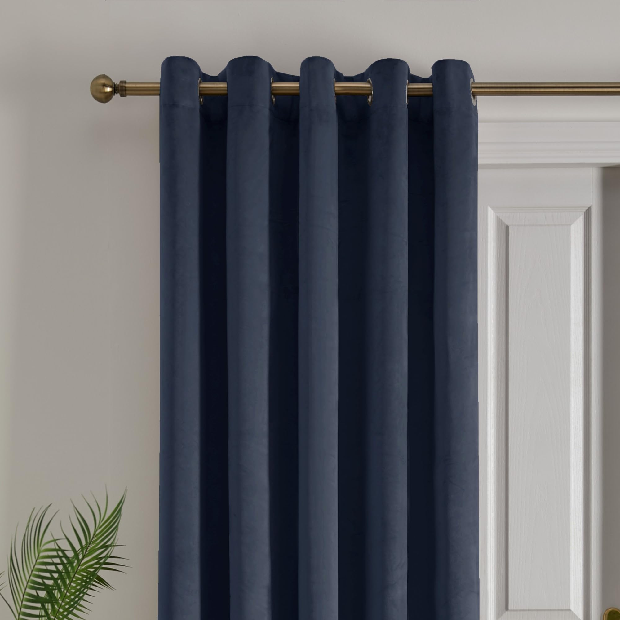 Laurence Llewelyn-Bowen Montrose Eyelet Curtain, Navy Velvet, W168 x L214cm (66x84"), 1 Panel - Image 2
