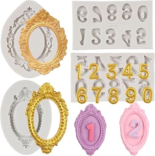 Number Silicone Mold Photo Frame Fondant Mold Picture Frame Molds For Cake Decorating Cupcake Topper Candy Chocolate Polymer Clay Gum Paste Set Of 4