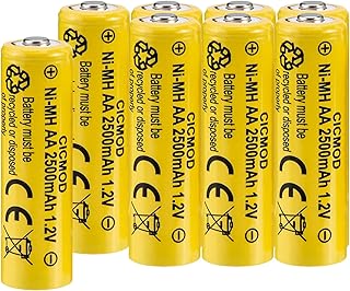 CICMOD Rechargeable AA Batteries 1.2V Ni-MH 2500mAh Double A Battery for Outdoor Garden Solar Lights 8 Pack