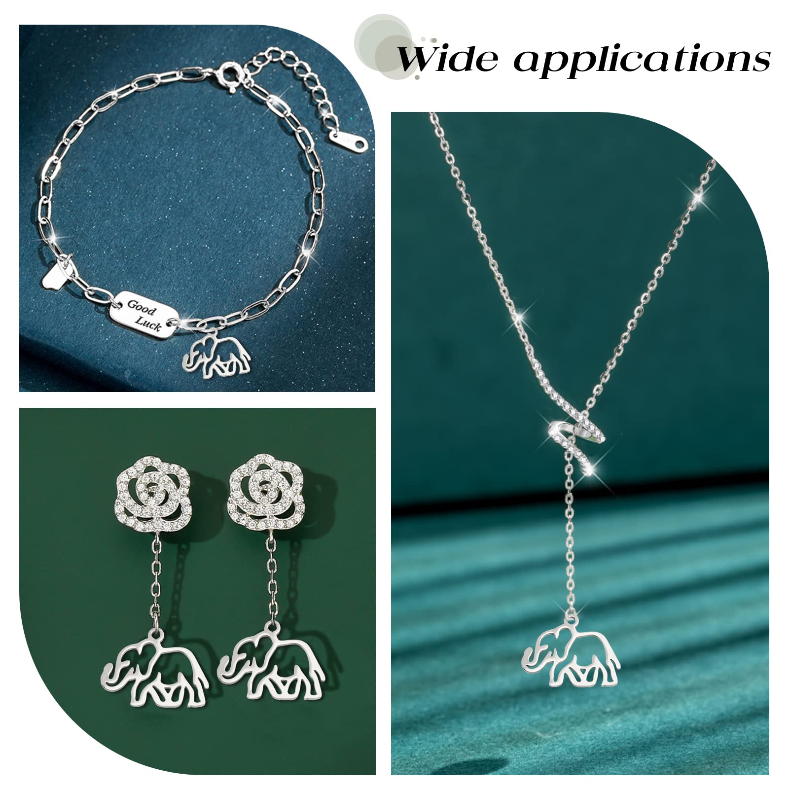 UNICRAFTALE 40 pièces 2 Couleurs Pendentifs Éléphant 201 Breloques en Acier Inoxydable Pendentifs Animaux en Métal pour Collier à Faire Soi-Même Fabrication de Bijoux