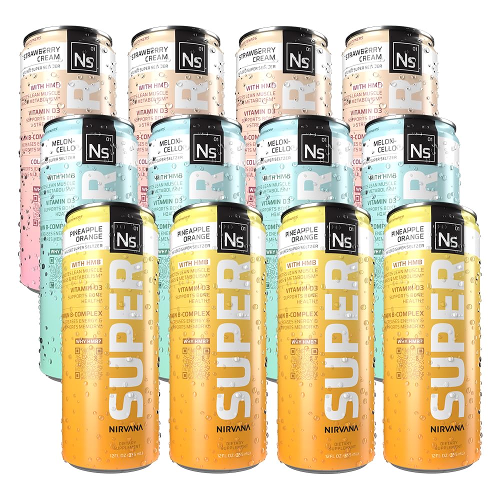 Amazon.com: NIRVANA Super Seltzer Water Variety Pack - HMB-Infused
