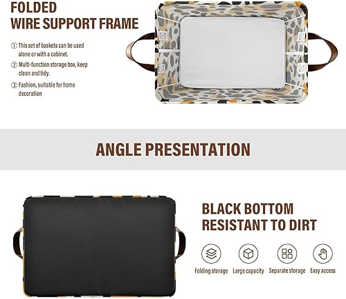 Miniatura 4 de KLL Black and Oringe Storage Basket Home Organizers with Handles Sturdy Closet Organizer for Shelves Drawers Desktop Closet Playroom Classroom