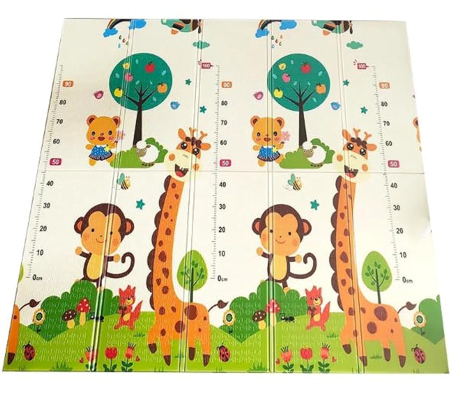 Junior Kingdom Play Mat (200cm X 180cm X 1cm) Playmat Play Babies Extra Thick Crawling Mat Water Proof and Reversible Large Soft for Toddler (MonkeyGiraffs & CatLions)