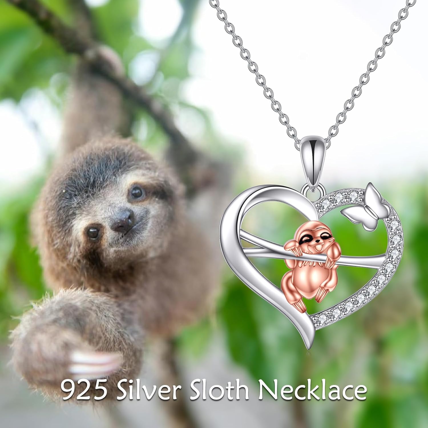 925 Sterling Silver Cute Animal Necklace Heart Sloth/Koala/Bee Pendant for Girls Jewelry Gift for Animal Lovers - Image 6