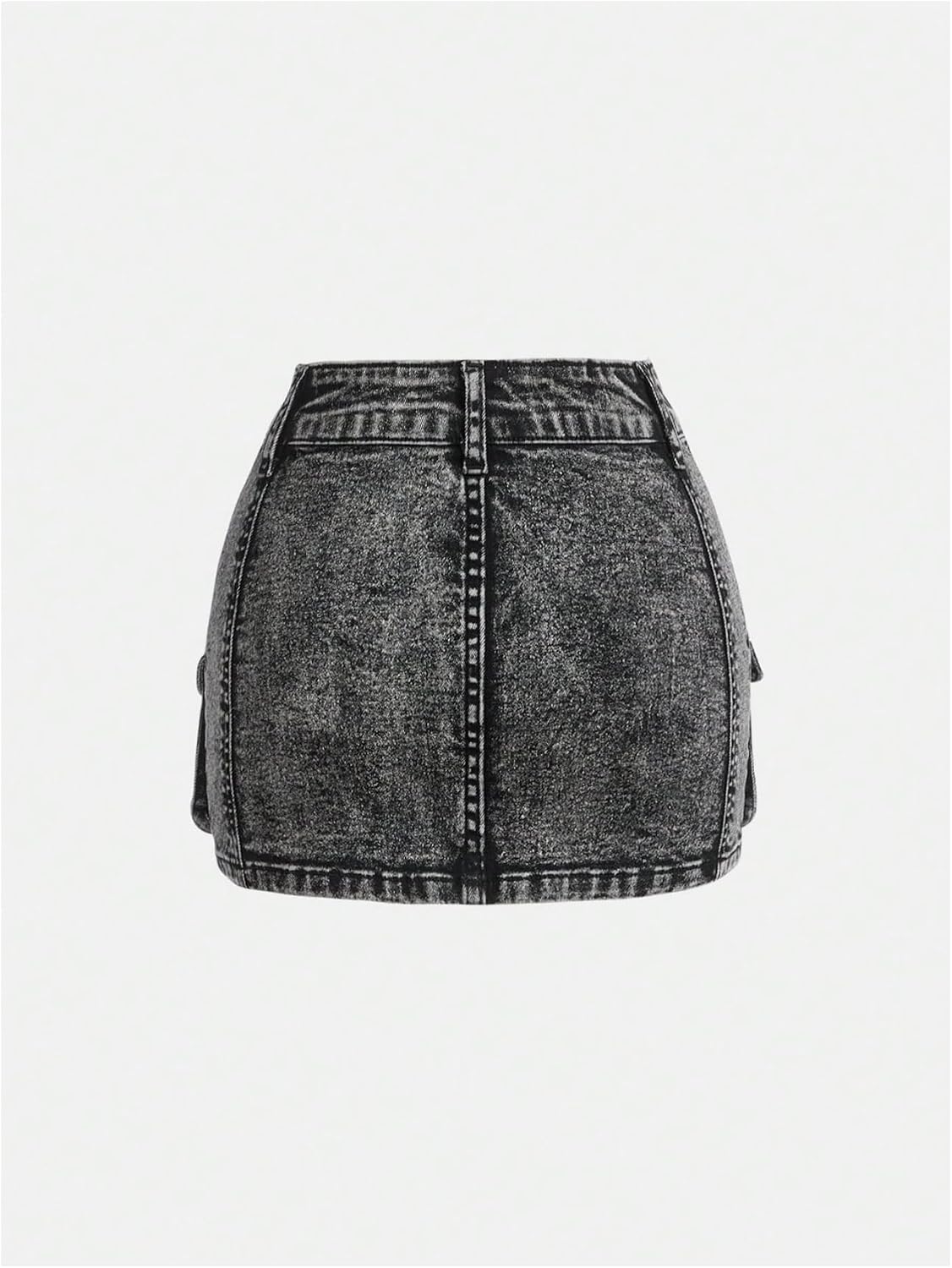 GORGLITTER Girl's Skirts Cute Jean Denim High Waisted Button Zipper Flap Pocket Cargo Bodycon Mini Short Skirt Outfits
