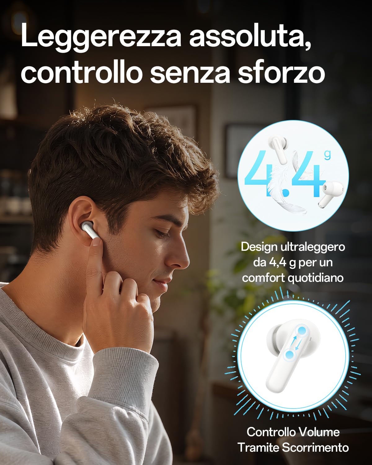 OPPO Enco Air5 Pro Auricolari True Wireless, Bluetooth 6.0 In-Ear Stereo, ANC 55dB, Triplo Mic Chiamate Chiare IA, Audio Hi-Res, 54 Ore Autonomia, Bassi Profondi, IP55, Pearl White