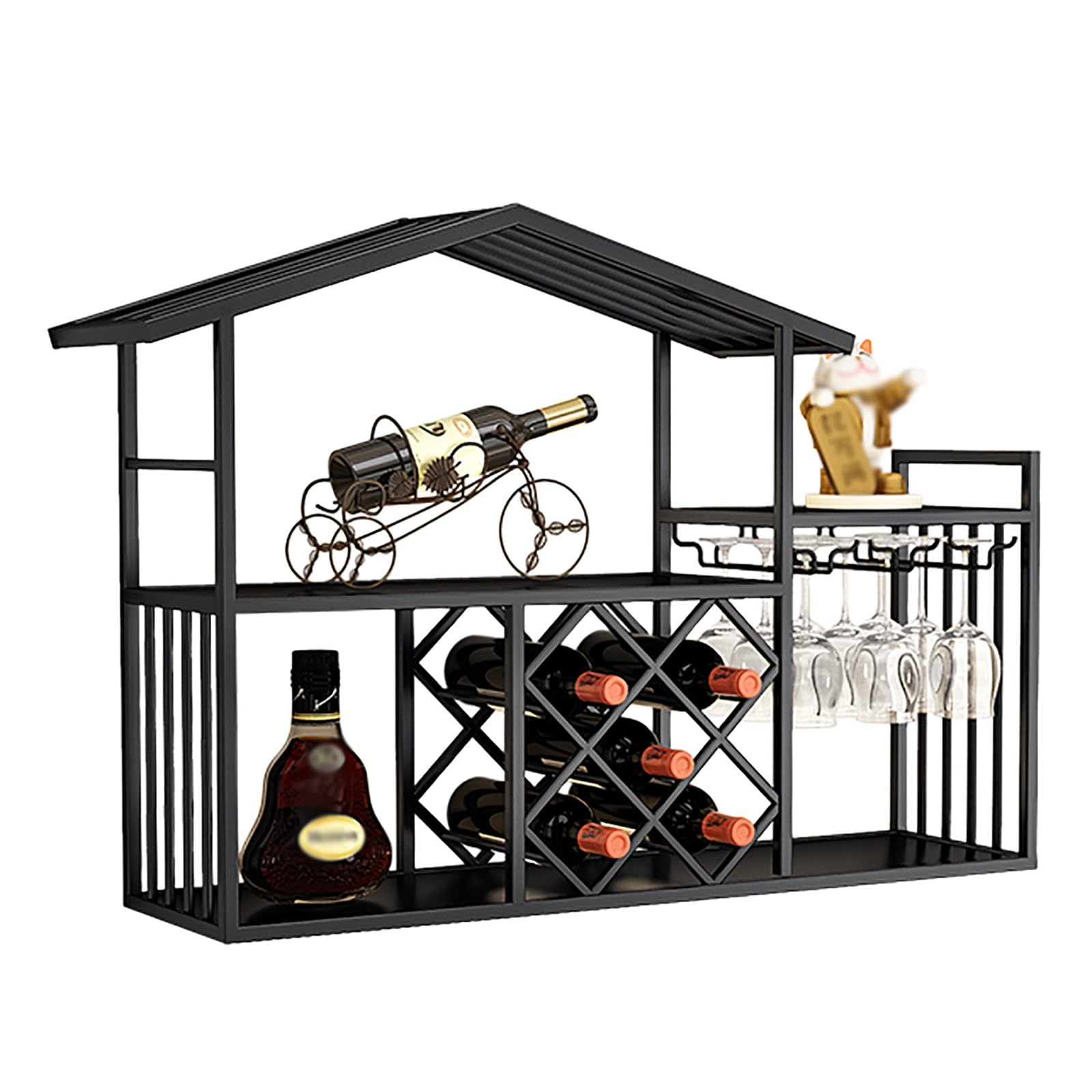 Casier à vin mural en métal moderne avec support de rangement industriel FL
