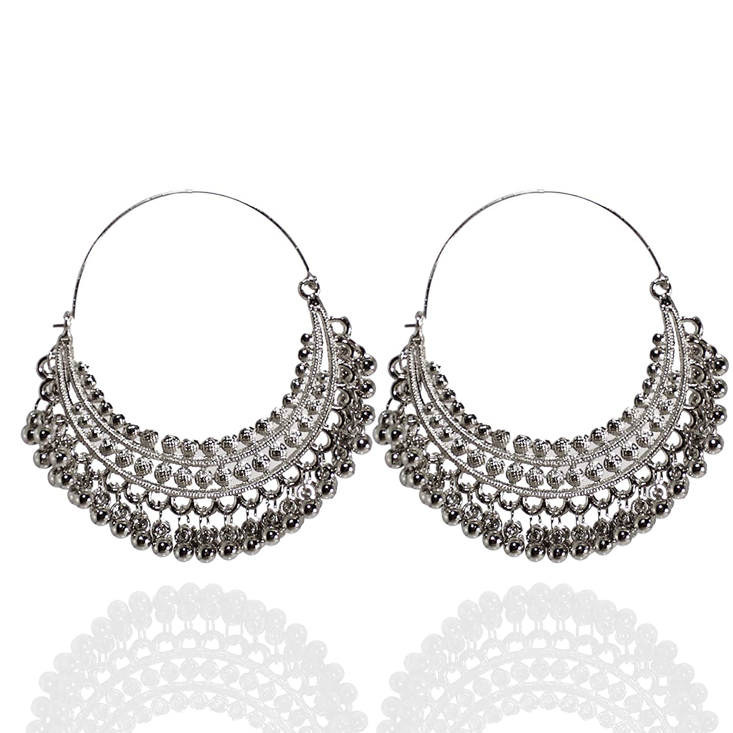 Total Fashion Silver Oxidised Ghungroo Big Hoop Earring for Women & Girls (B09MN3Q86Q) Amazon Price History, Amazon Price Tracker