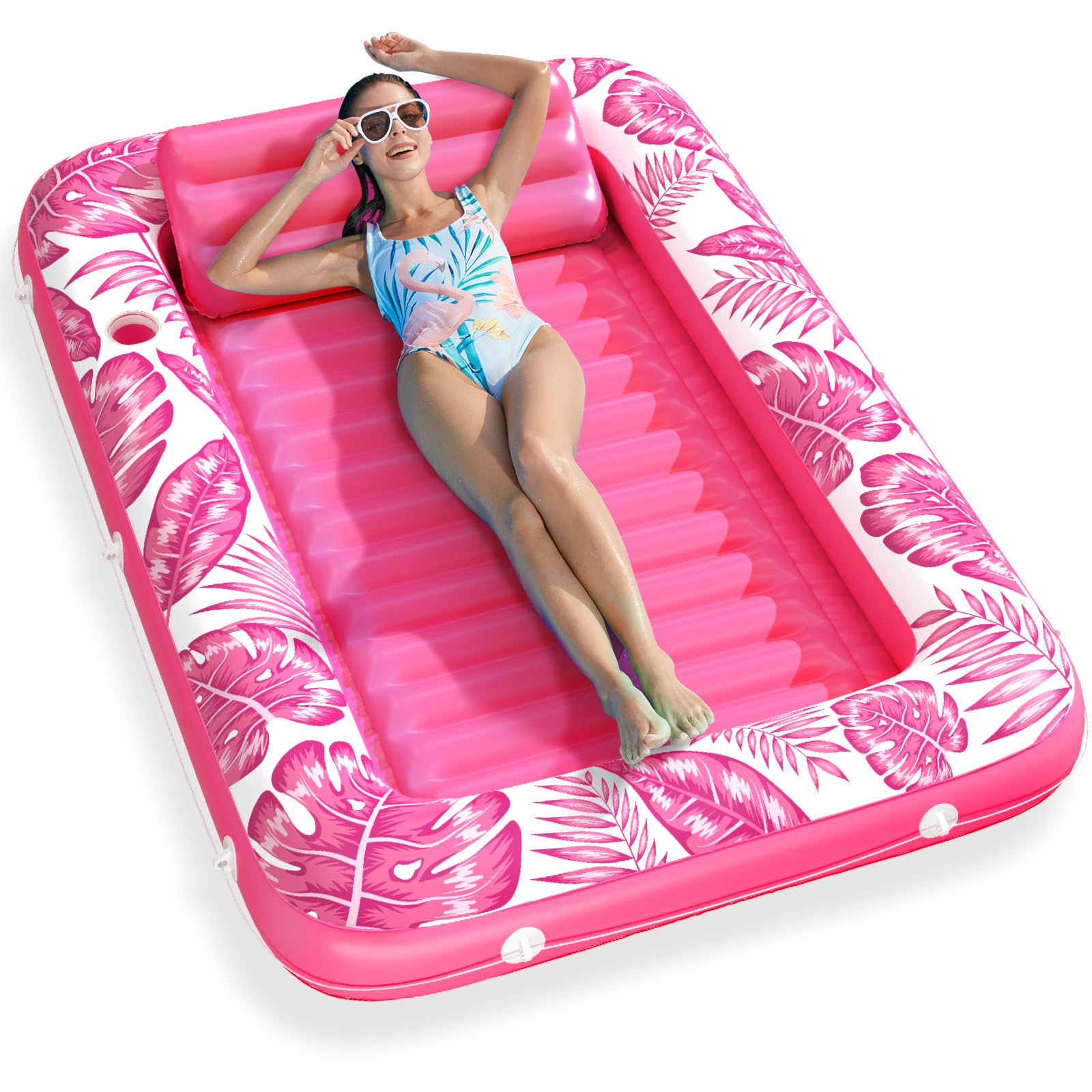 Inflatable Tanning Pool Lounger Float - Jasonwell 4 in 1 Sun Tan Tub Sunbathing Pool Lounge Raft Floatie Toys Water Filled Tanning Bed Mat Pad for Adult Blow Up Kiddie Pool Kids Ball Pit Pool