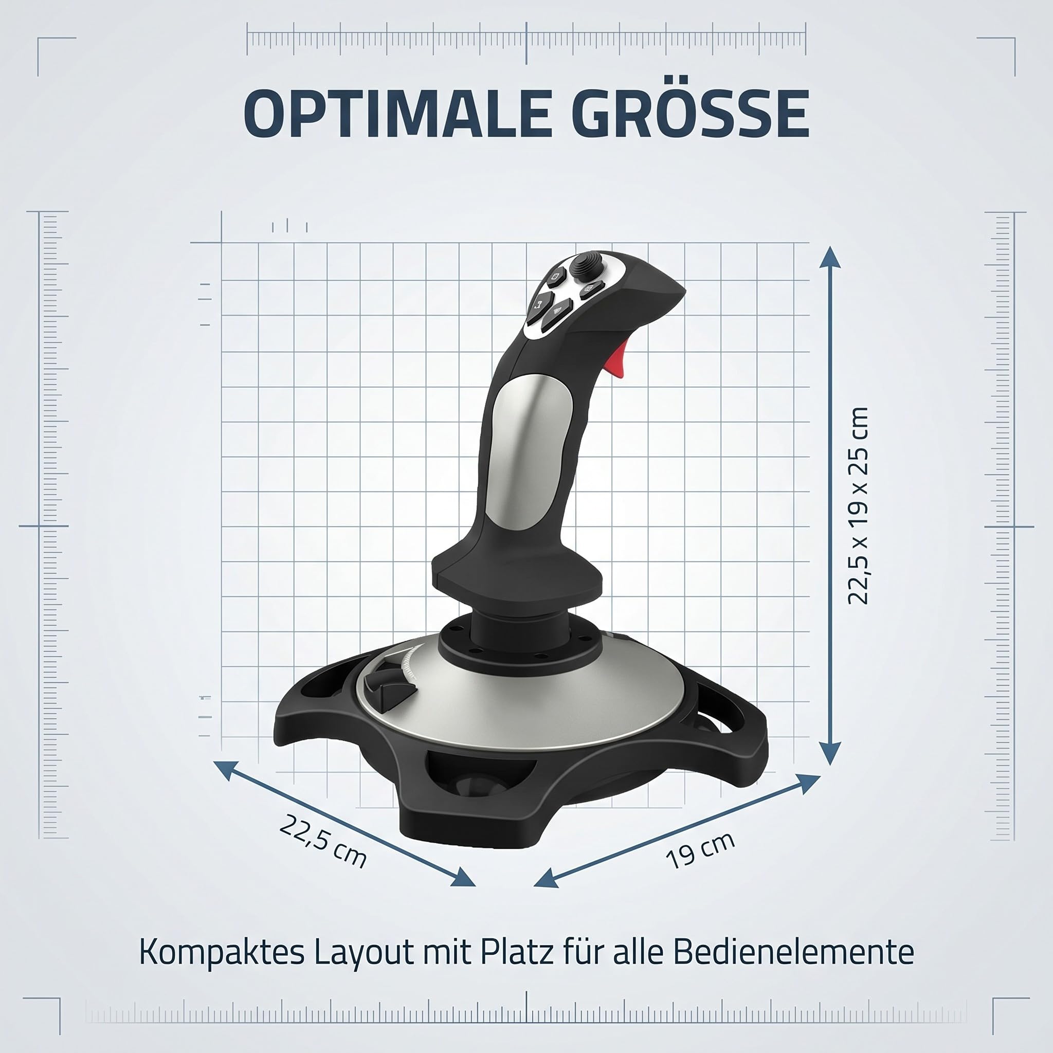 Simulatore di volo Joystick Controller per PC, manico di volo in ABS con meccanismi di controllo precisi, esperienza di volo coinvolgente per gli appassionati di simulazione, 22,5 x 19 x 25 cm, nero