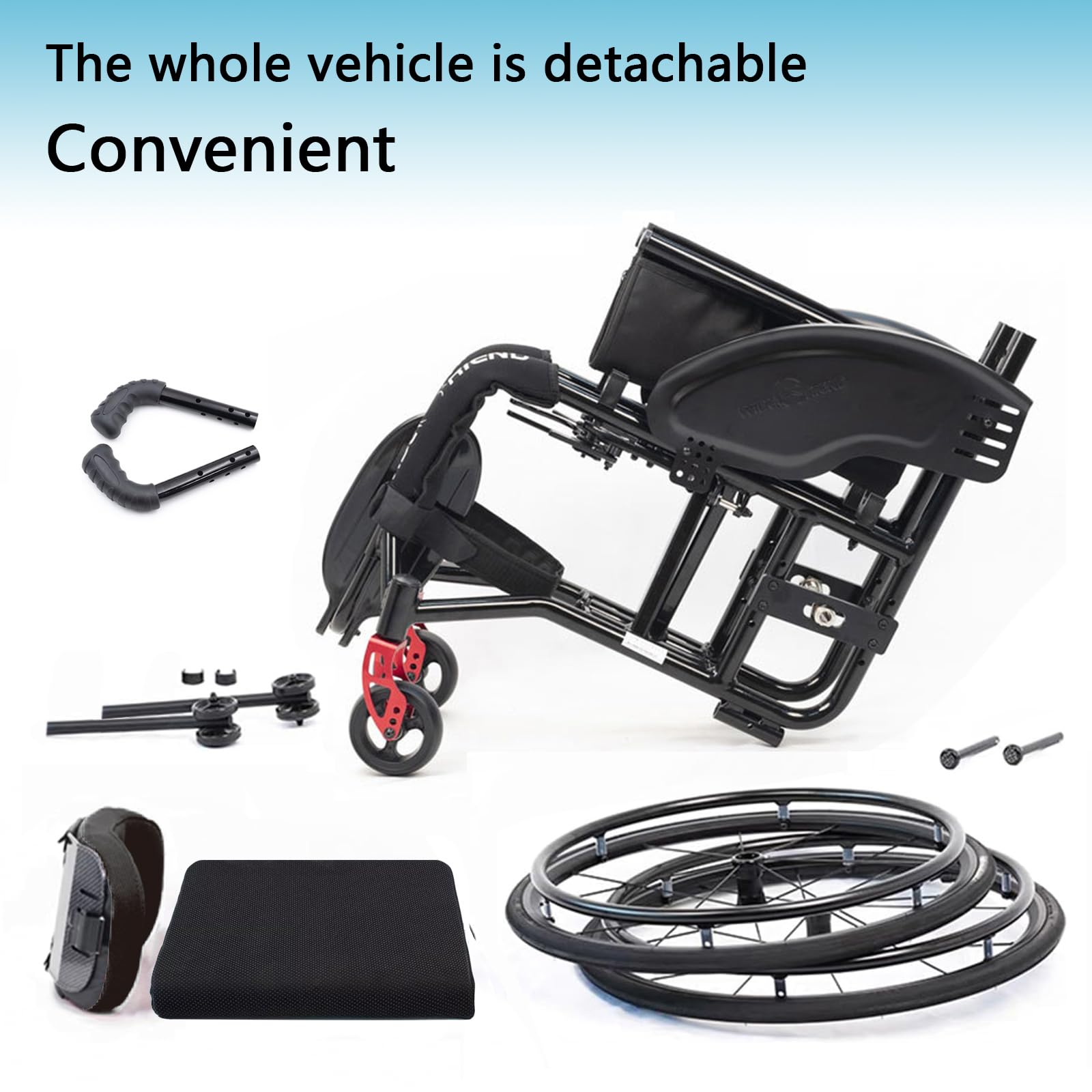 Silla De Ruedas De Transporte Plegable Liviano Para Adultos, Silla De Silla De Silla De Deportes Portátiles, Silla Manual Autopropulsada Con Anti-tipper, Material De Aleación De Aluminio(38cm/15in,whi