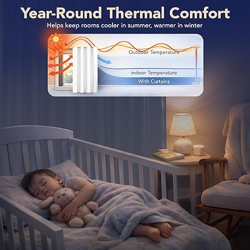 Miniatura 3 de Deconovo cortinas blackout 100 % con forro totalmente negro con aislamiento térmico de doble capa, oscurecimiento de la habitación, ahorro de