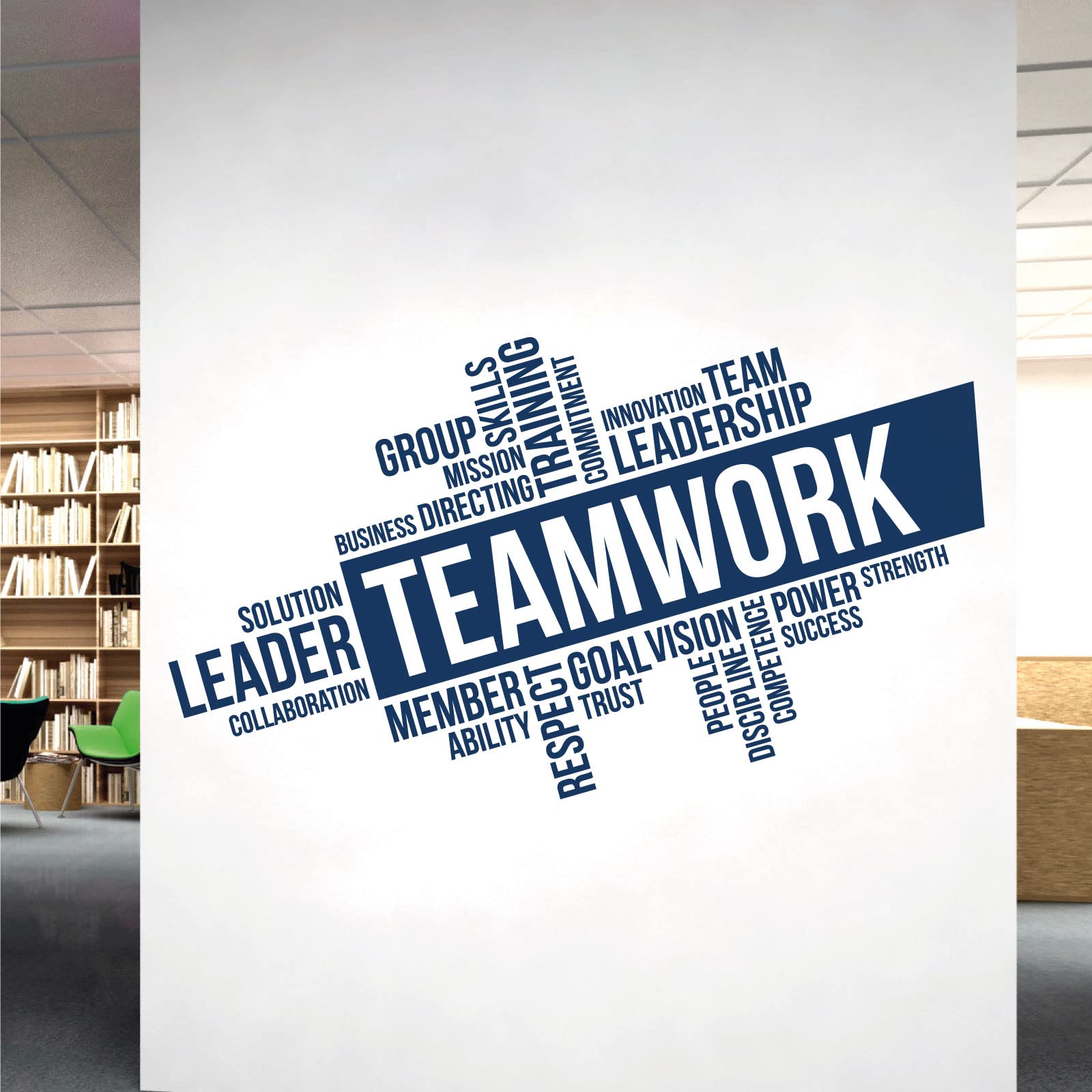 Corporate Wall Art Sticker - Teamwork, Leadership, Training, Skills Goal, Respect... - Company Office, Conference Room [XXLarge] [Ultramarine]