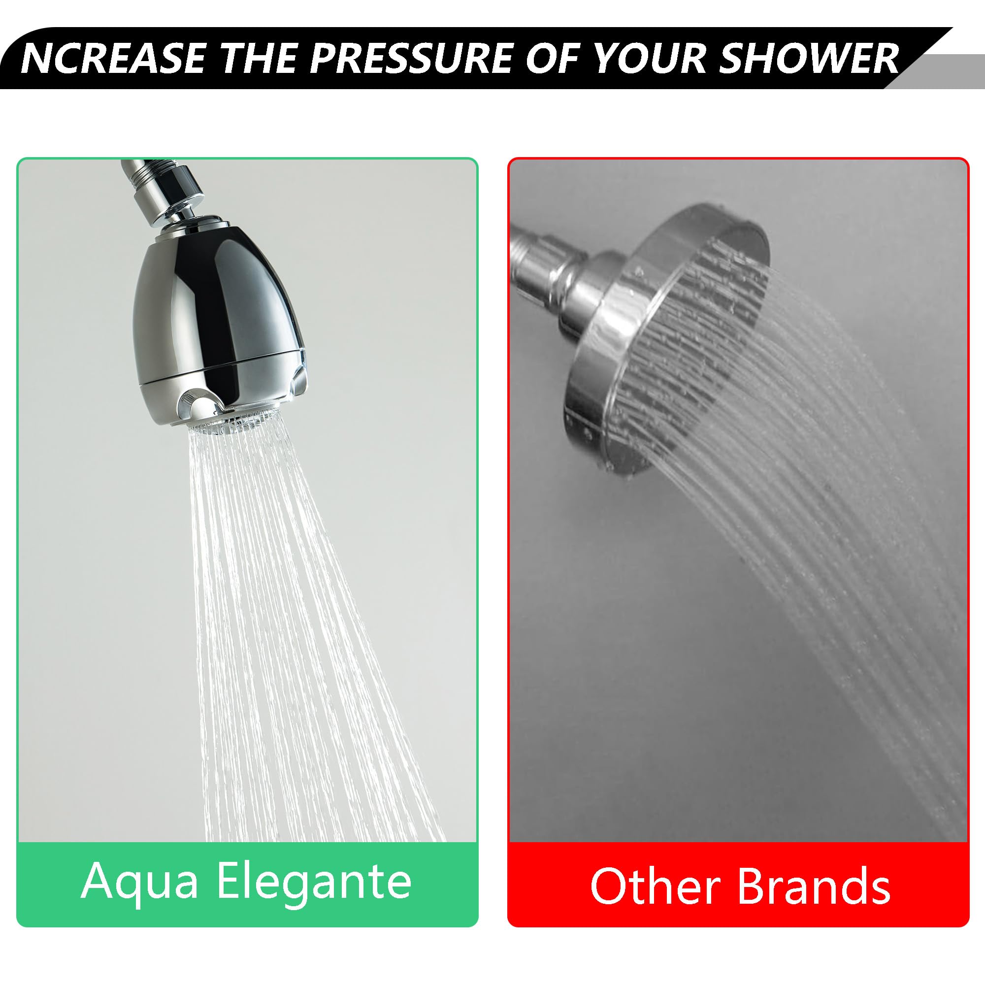 Cabezal de ducha cromado de 11.8 pulgadas con brazo de ducha ajustable, cabezal de ducha flexible de 3 funciones para ducha pequeña, brazo de extensión de cabezal de ducha de alta presión