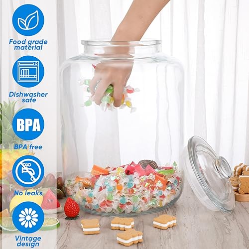 Miniatura 4 de Tarro de vidrio de 4 galones con tapa, tarro grande para galletas con gran apertura, recipiente hermético para almacenamiento de alimentos, tarros
