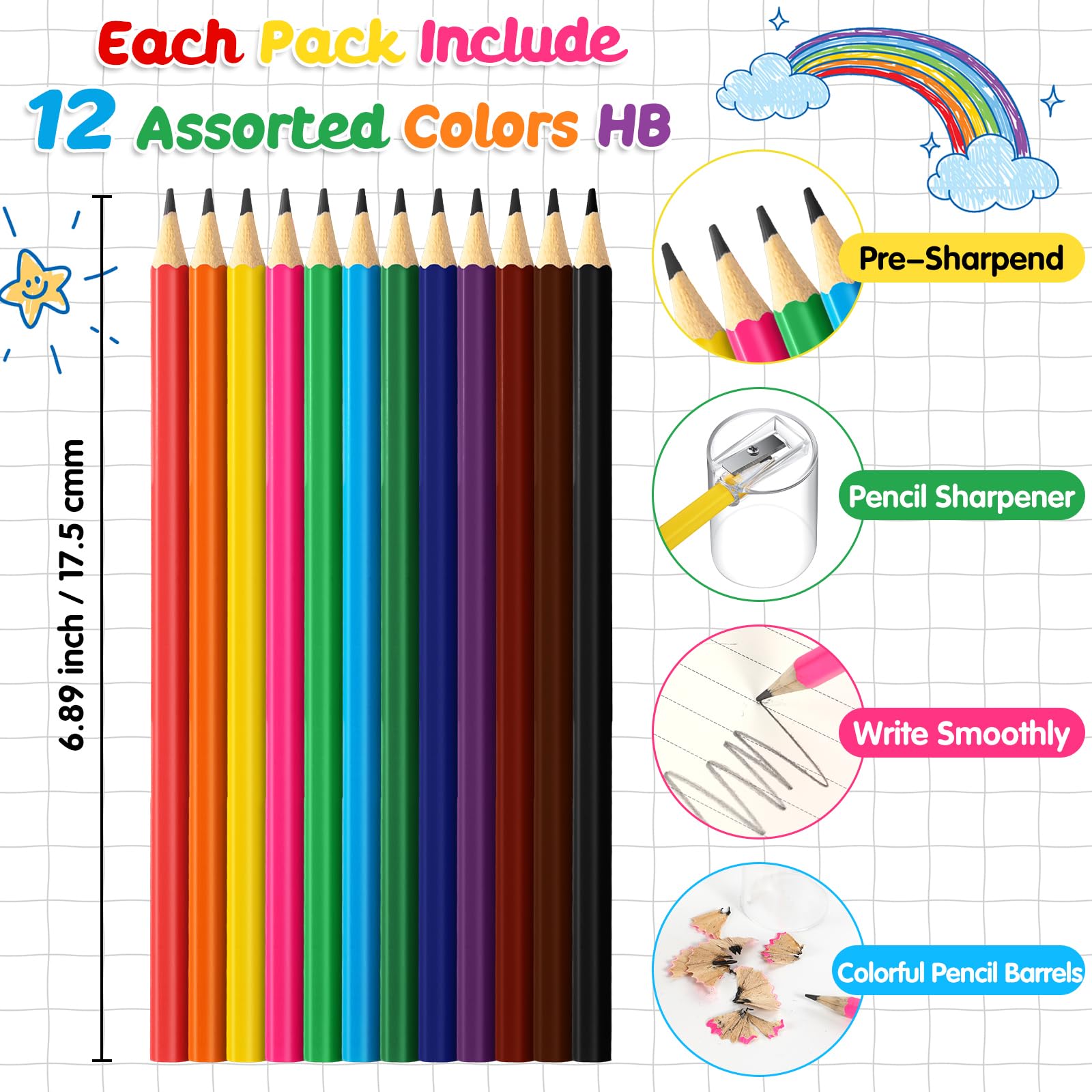 Paquete de 48 lápices HB #2 a granel en tubo con sacapuntas de colores surtidos, lápices preafilados con revestimiento de madera para niños y adultos, regalos de fiesta, premio de aula