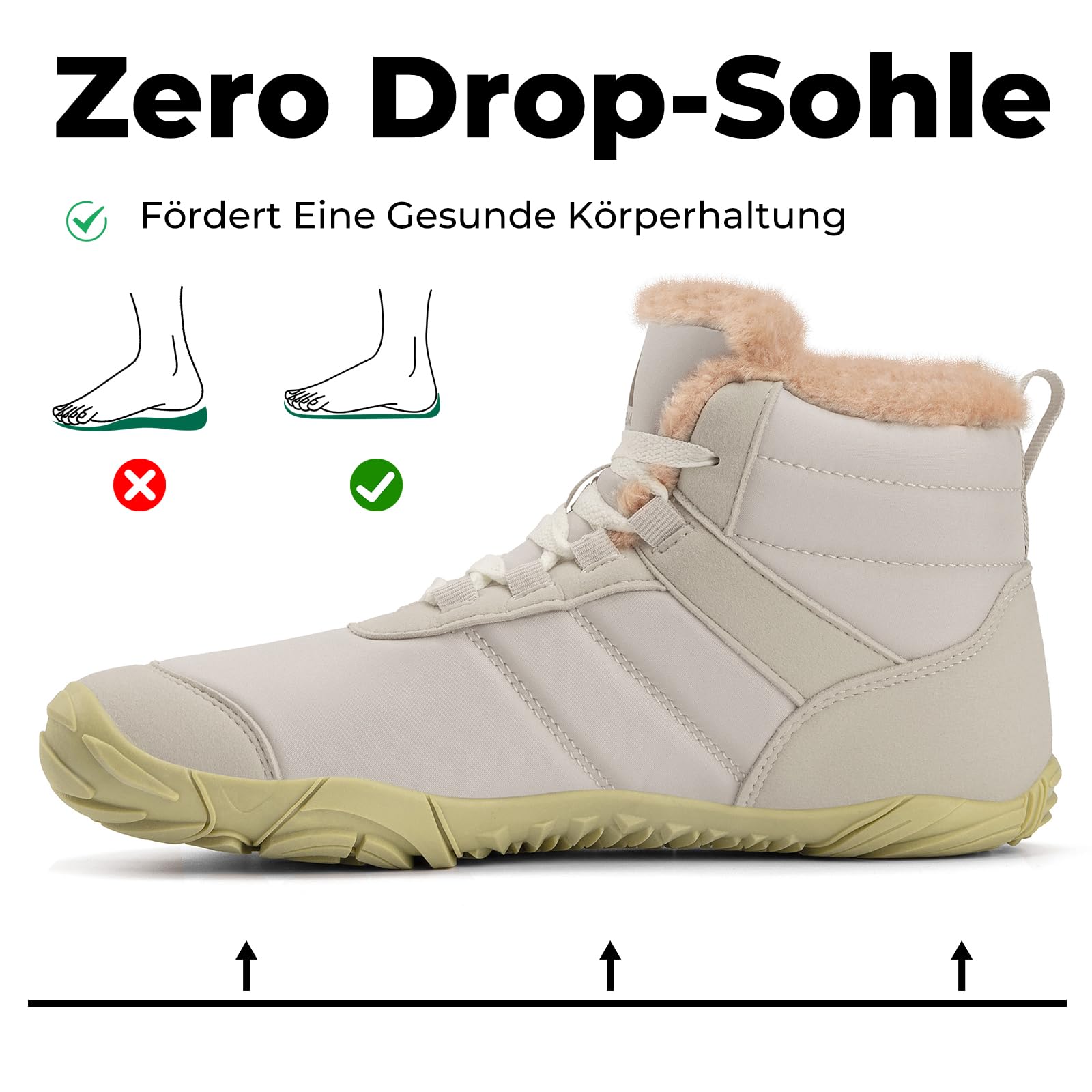 Mishansha Winter Barfußschuhe Warm Gefüttert Winterschuhe für Herren Damen Gr.36-48