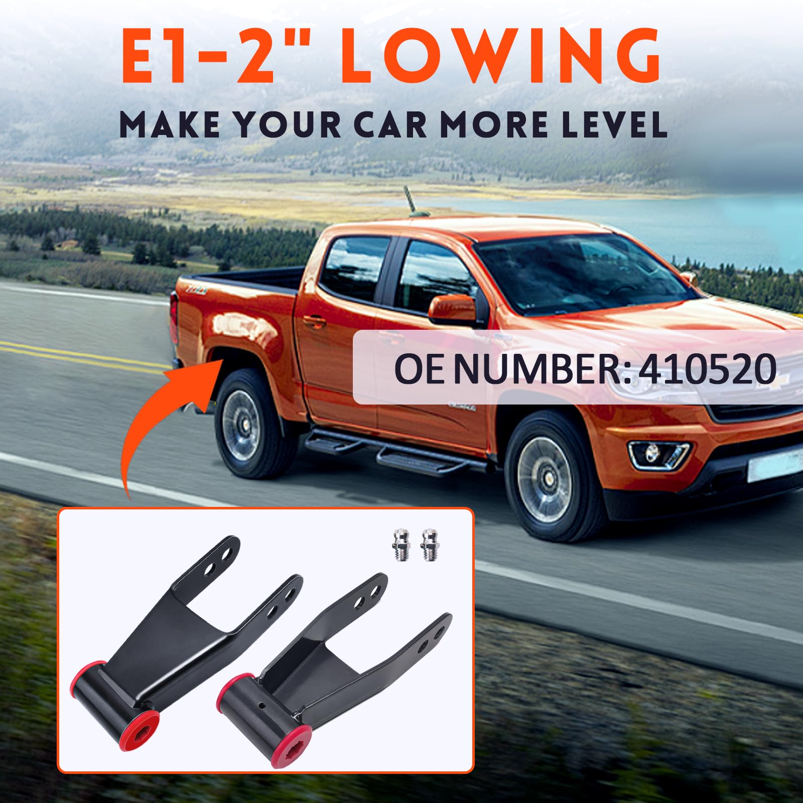 2" Rear Drop Lowering Shackle Kit For Chevy GMC Silverado - View #7