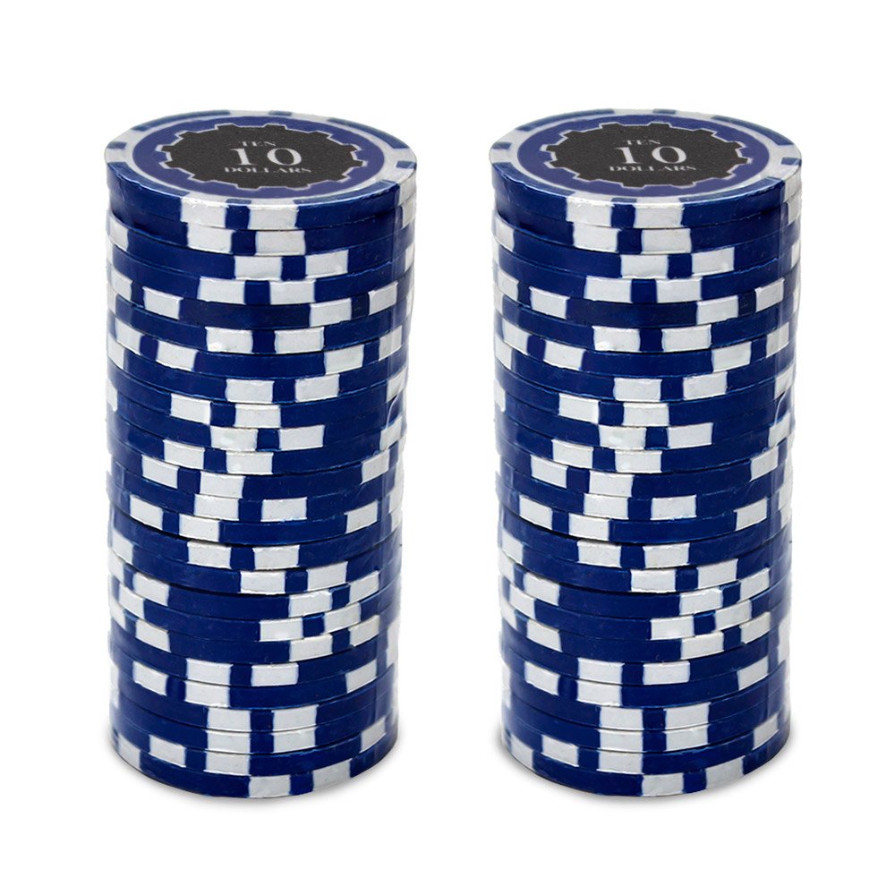 Brybelly Eclipse - Lote de 50 fichas de póker de cerámica de 14 gramos, Azul ($10 Dark Blue)
