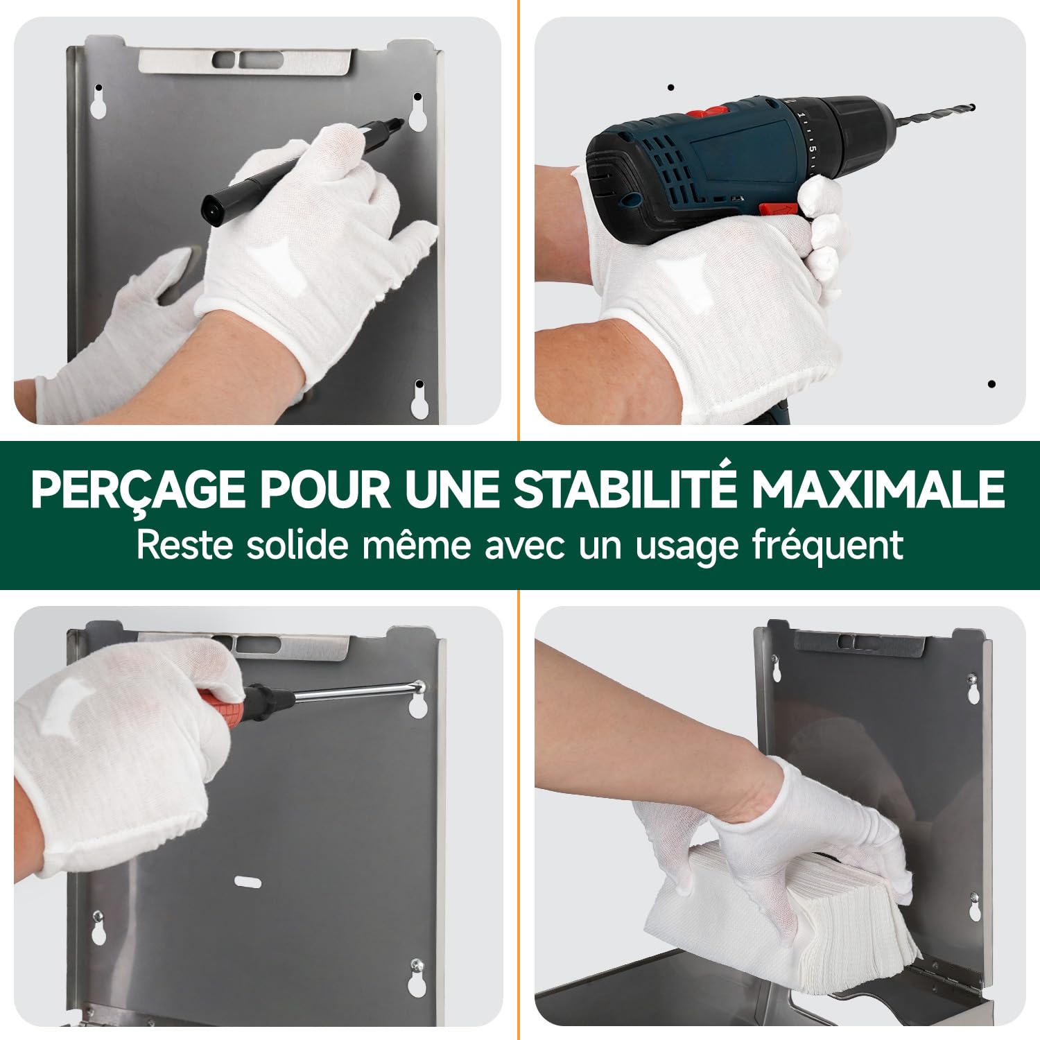 anydry Distributeur de Serviettes en Papier Mural – Capacité 250 Feuilles, INOX brossé, verrouillable, adapté aux Serviettes multifold/Z-Fold (Taille pliée ≤ 27 cm x 10 cm) Brossé