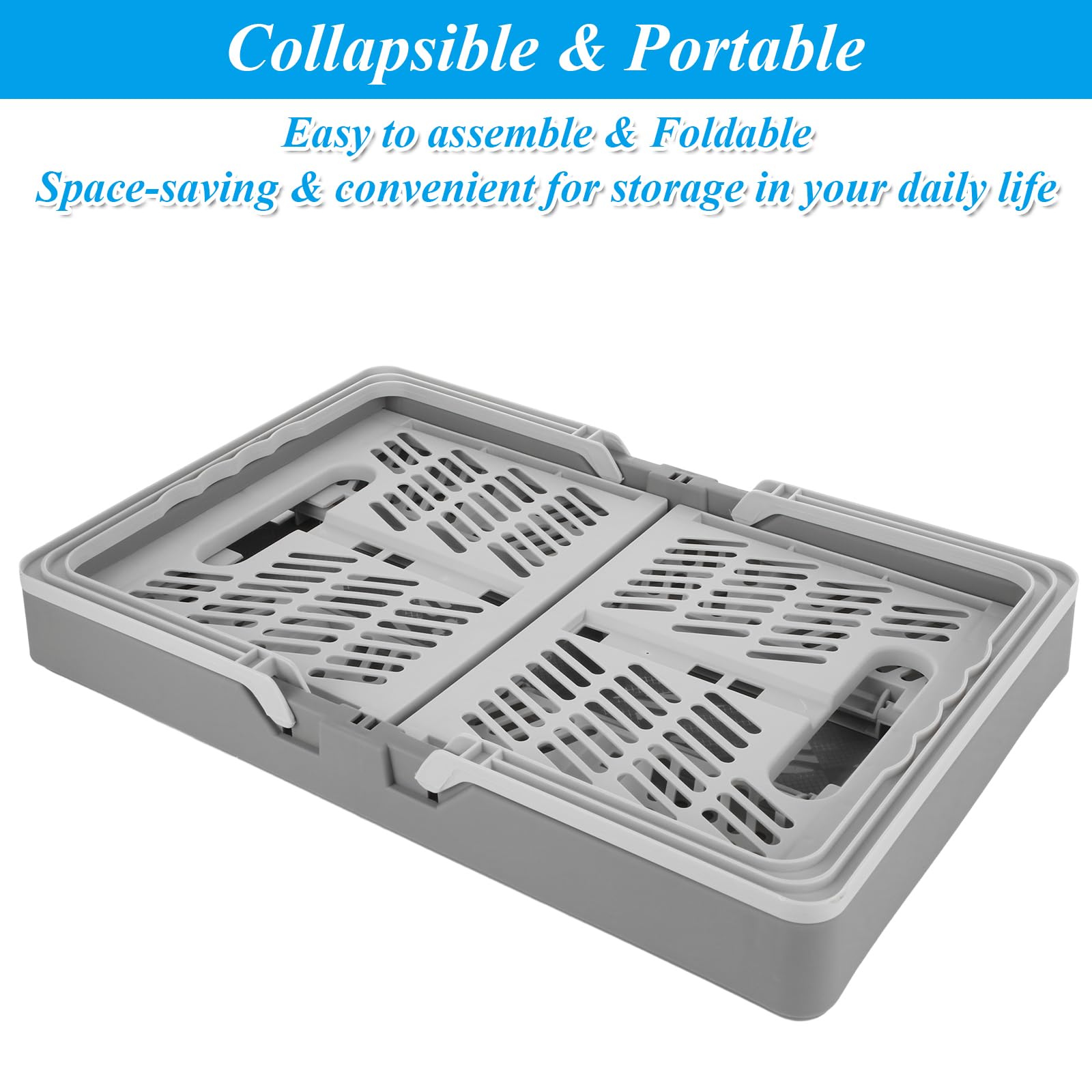 Paquete de 3 cajas de almacenamiento plegables de 20 litros con asa, cesta de compras apilable de plástico, cesta colgante plegable para organizar, caja de leche para cocina, baño,
